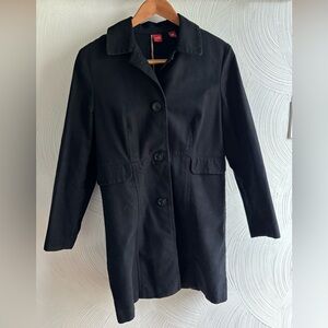 VALERIE STEVENS Black Single-Breasted short Trench Coat sz M